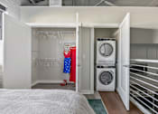 Thumbnail 7 of 43 - A bedroom with a washing machine in the closet at The Carousel, Richmond, VA 23220