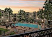 Thumbnail 38 of 39 - Evening Time View of the Pool at District at Medical Center, San Antonio