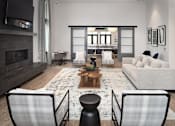 Thumbnail 2 of 48 - a clubhouse with white furniture and a fireplace