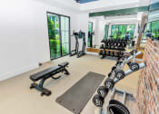 Thumbnail 38 of 46 - a workout room with weights and other exercise equipment