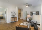Thumbnail 49 of 78 - Spacious Living Room With Plank Flooring at Pointe at Prosperity Village Apartments in Charlotte, NC