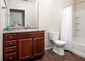 Thumbnail 10 of 30 - a bathroom with a toilet and a sink and a mirror