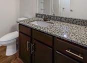 Thumbnail 30 of 31 - a bathroom with a sink and a toilet and a mirror