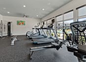 Thumbnail 16 of 16 - A gym with treadmills and elliptical machines.