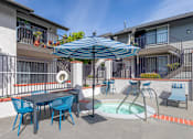 Thumbnail 4 of 28 - Relaxation redefined: Dive into luxury living at Independence Plaza, where every apartment boasts an updated patio overlooking our pool area and jacuzzi. Your perfect oasis awaits.