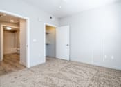 Thumbnail 28 of 46 - A room with a carpeted floor and a closet.