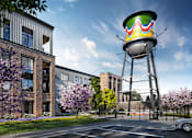 Thumbnail 2 of 33 - an artist rendering of a water tower in front of a building at Link Apartments® Broad Ave, Tennessee