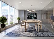 Thumbnail 26 of 34 - a rendering of a dining room with a large table and chairs