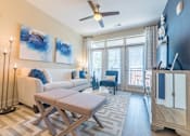 Thumbnail 4 of 24 - Ceiling Fan In Living Room at Link Apartments® West End, Greenville