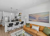 Thumbnail 3 of 22 - Open concept kitchen and living room at Link ® Lake Park Apartments, Smyrna, Georgia