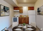 Thumbnail 1 of 15 - a kitchen and dining room with a table and chairs