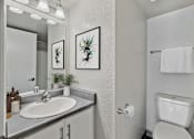 Thumbnail 8 of 21 - a bathroom with a sink and a toilet and a mirror