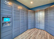 Thumbnail 25 of 31 - a bunch of blue lockers in a room with a coin machine