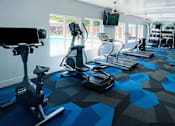 Thumbnail 11 of 18 - a gym with cardio equipment and a flat screen tv