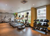 Thumbnail 10 of 24 - fitness center with cardio equipment and a wall of windows