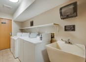 Thumbnail 5 of 5 - the laundry room is equipped with washer and dryer and a television