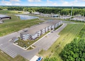 Thumbnail 34 of 62 - an aerial view of the intersection of a road and a bridge at 41 North Apartments, Fort Wayne, IN