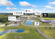 Thumbnail 28 of 62 - an aerial view with logos for different companies on top of it at 41 North Apartments, Fort Wayne, 46835
