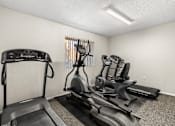 Thumbnail 11 of 16 - A room with a treadmill, stationary bike, and elliptical trainer.