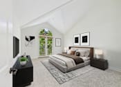 Thumbnail 10 of 24 - A bedroom with a large bed and a flat screen TV.