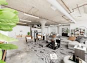 Thumbnail 2 of 123 - A modern living room with a grey carpet and white furniture.