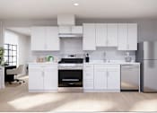 Thumbnail 11 of 25 - Modern kitchen featuring stainless steel appliances, sleek cabinetry, and ample counter space.