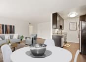 Thumbnail 3 of 3 - a living room and dining room with a white table and chairs