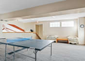 Thumbnail 50 of 52 - a games room with a ping pong table and two chairs