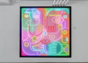 Thumbnail 8 of 10 - a painting on a wall in a black frame art print on