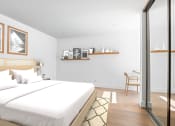 Thumbnail 6 of 86 - a bedroom with a bed and a sliding glass door