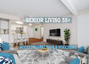 Thumbnail 1 of 40 - an aerial view of a living room with a couch and a tv