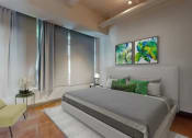 Thumbnail 17 of 45 - a bedroom with a bed and a chair in front of a window