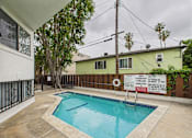 Thumbnail 86 of 88 - A pool with a sign in front of a green house.