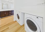 Thumbnail 127 of 208 - A white washing machine sits in a kitchen.