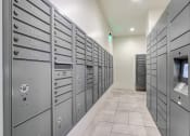 Thumbnail 5 of 75 - a row of gray lockers with a computer in the middle
