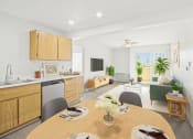 Thumbnail 4 of 52 - a living room and dining room with a table and chairs