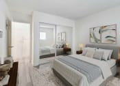 Thumbnail 11 of 95 - a bedroom with a bed and a mirrored closet