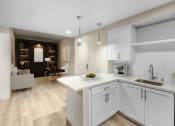 Thumbnail 3 of 39 - a kitchen with white cabinets and a white counter top