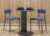 Thumbnail 6 of 16 - a black table with two blue chairs around it