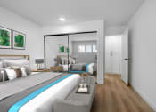 Thumbnail 7 of 19 - a bedroom with a large bed in a room
