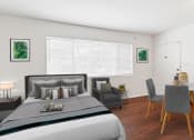 Thumbnail 14 of 25 - a bedroom with a bed and a chair in a room