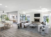 Thumbnail 31 of 135 - a spacious living room with a fireplace and a patio