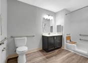 Thumbnail 8 of 19 - ADA-compliant bathroom in a 1-bedroom, 1-bathroom apartment at Briarwood Apartments in Lexington.