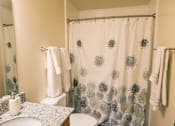 Thumbnail 9 of 27 - Bathroom with vanity, toilet, and shower at Archer's Pointe.
