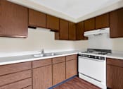 Thumbnail 3 of 17 - Kitchen in a 1-bed, 1-bath apartment at Mount Vernon, featuring a gas stove.