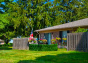 Thumbnail 13 of 16 - Patio area at Cambridge Square Apartments in Greenwood, for residents to relax and enjoy.