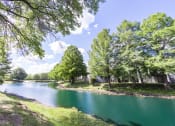 Thumbnail 6 of 12 - Tranquil pond with mature landscape at Woodlake Apartments