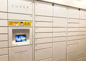 Thumbnail 28 of 30 - A row of mailboxes with the word LUXER ONE on the wall above them.