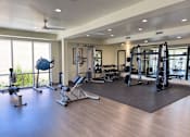 Thumbnail 18 of 30 - A spacious home gym with a variety of equipment.