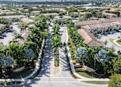 Thumbnail 29 of 29 - A street view of a residential area with palm trees and houses.